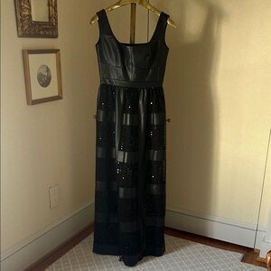 Huishan Zhang Leather and Sequin Dress